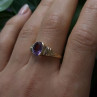 10K Yellow Gold Purple Amethyst & Diamond Ring Size 8.5