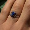 14K White Gold Blue Star Sapphire Heart Ring Size 5.5
