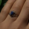 14K White Gold Blue Star Sapphire Heart Ring Size 5.5