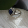 14K White Gold Blue Star Sapphire Heart Ring Size 5.5