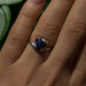 14K White Gold Blue Star Sapphire Heart Ring Size 5.5