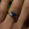 14K White Gold Blue Star Sapphire Heart Ring Size 5.5