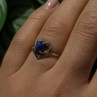 14K White Gold Blue Star Sapphire Heart Ring Size 5.5