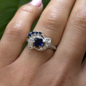10K White Gold Blue & White Sapphire Cocktail Floral Ring Size 6.5