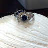 10K White Gold Blue & White Sapphire Cocktail Floral Ring Size 6.5