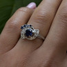 10K White Gold Blue & White Sapphire Cocktail Floral Ring Size 6.5