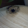 10K White Gold Blue & White Sapphire Cocktail Floral Ring Size 6.5