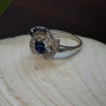 10K White Gold Blue & White Sapphire Cocktail Floral Ring Size 6.5