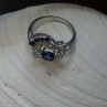10K White Gold Blue & White Sapphire Cocktail Floral Ring Size 6.5