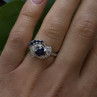 10K White Gold Blue & White Sapphire Cocktail Floral Ring Size 6.5