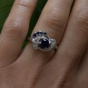 10K White Gold Blue & White Sapphire Cocktail Floral Ring Size 6.5