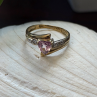 Romantic 10K Yellow Gold Pink Sapphire & Diamond Ring Size 7
