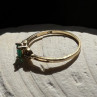 Beautiful Shiny 10K Yellow Gold Emerald & Diamond Ring Size 7