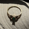 Beautiful Shiny 10K Yellow Gold Emerald & Diamond Ring Size 7