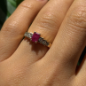 Elegant 14K Yellow Gold Pink Ruby & White Topaz Ring Size 6.5