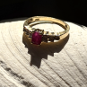 Elegant 14K Yellow Gold Pink Ruby & White Topaz Ring Size 6.5