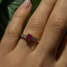 Elegant 14K Yellow Gold Pink Ruby & White Topaz Ring Size 6.5