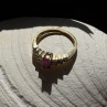 Elegant 14K Yellow Gold Pink Ruby & White Topaz Ring Size 6.5