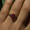 Elegant 14K Yellow Gold Pink Ruby & White Topaz Ring Size 6.5