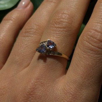 Elegant 14K Yellow Gold Tanzanite & Diamond Ring Size 8.5