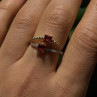 Modern Adjustable 14K Yellow Gold Garnet & Diamond Ring