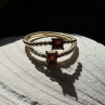 Modern Adjustable 14K Yellow Gold Garnet & Diamond Ring