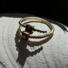 Modern Adjustable 14K Yellow Gold Garnet & Diamond Ring