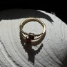 Modern Adjustable 14K Yellow Gold Garnet & Diamond Ring