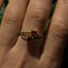 Modern Adjustable 14K Yellow Gold Garnet & Diamond Ring