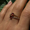 Modern Adjustable 14K Yellow Gold Garnet & Diamond Ring