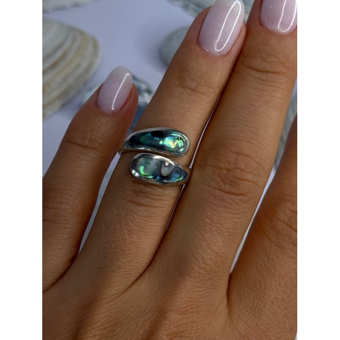 925 Sterling Silver Abalone Ring Size 7.5 Sizable Design