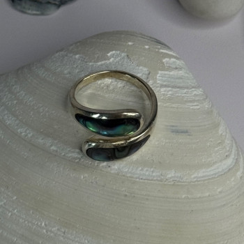 925 Sterling Silver Abalone Ring Size 7.5 Sizable Design