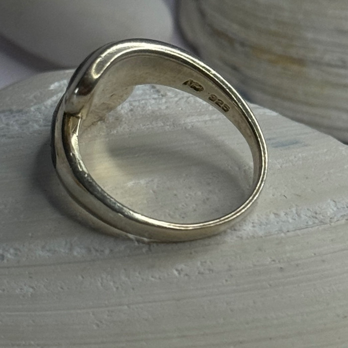 925 Sterling Silver Abalone Ring Size 7.5 Sizable Design