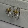 925 Sterling Silver Gold Plated Flowers Earrings Length 0.75 Inch
