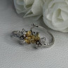 925 Sterling Silver Gold Plated Flowers Earrings Length 0.75 Inch