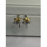 925 Sterling Silver Gold Plated Flowers Earrings Length 0.75 Inch