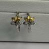 925 Sterling Silver Gold Plated Flowers Earrings Length 0.75 Inch