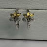 925 Sterling Silver Gold Plated Flowers Earrings Length 0.75 Inch