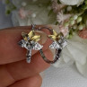 925 Sterling Silver Gold Plated Flowers Earrings Length 0.75 Inch