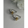 925 Sterling Silver Gold Plated Flowers Earrings Length 0.75 Inch