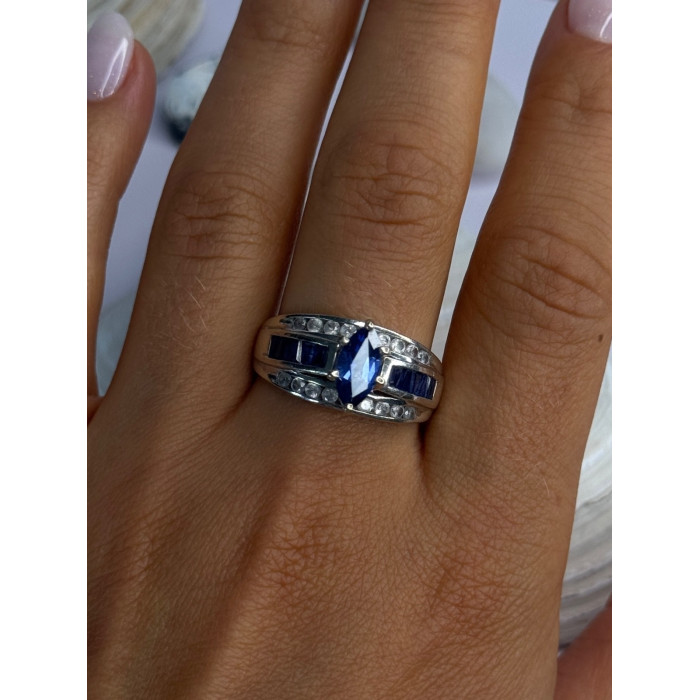 925 Sterling Silver Sapphire & Beryl Ring Size 9