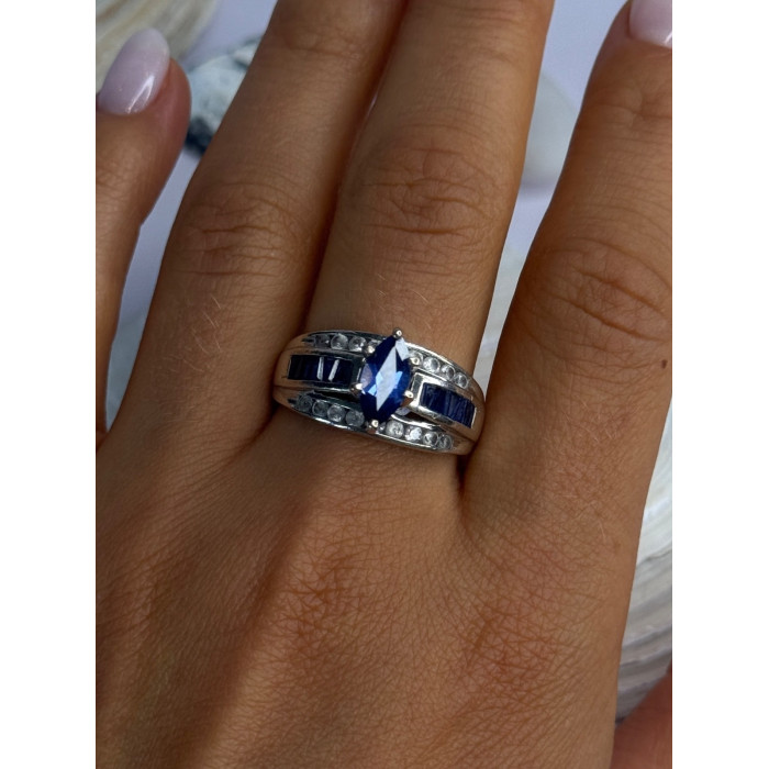 925 Sterling Silver Sapphire & Beryl Ring Size 9