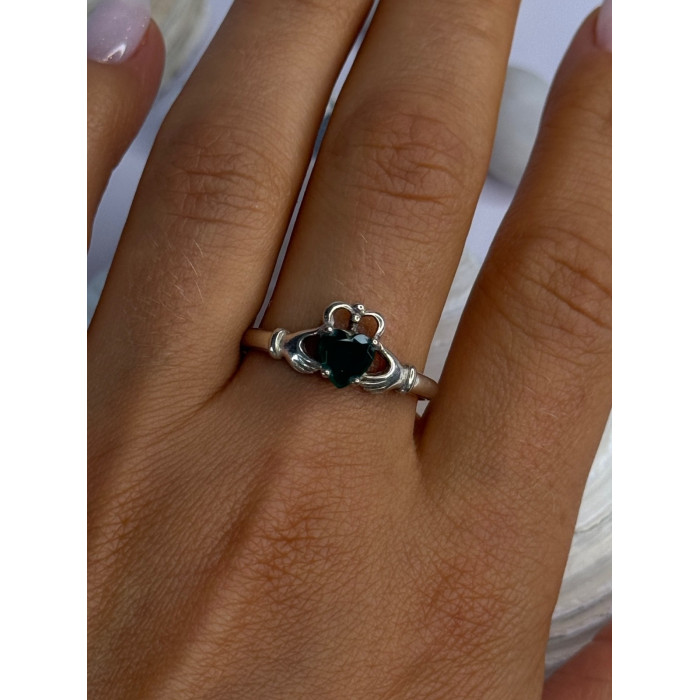 Beautiful Design 925 Sterling Silver Emerald Heart Ring Size 11