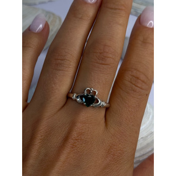 Beautiful Design 925 Sterling Silver Emerald Heart Ring Size 11