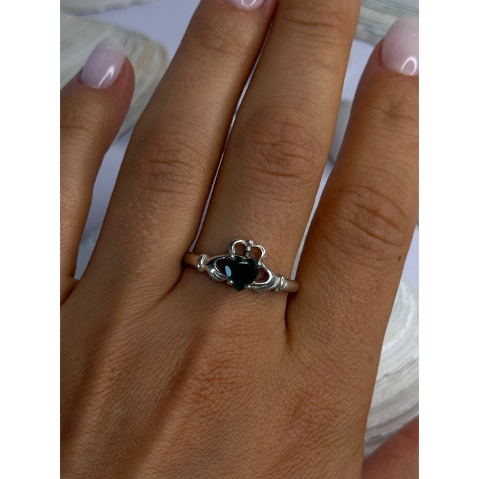 Beautiful Design 925 Sterling Silver Emerald Heart Ring Size 11