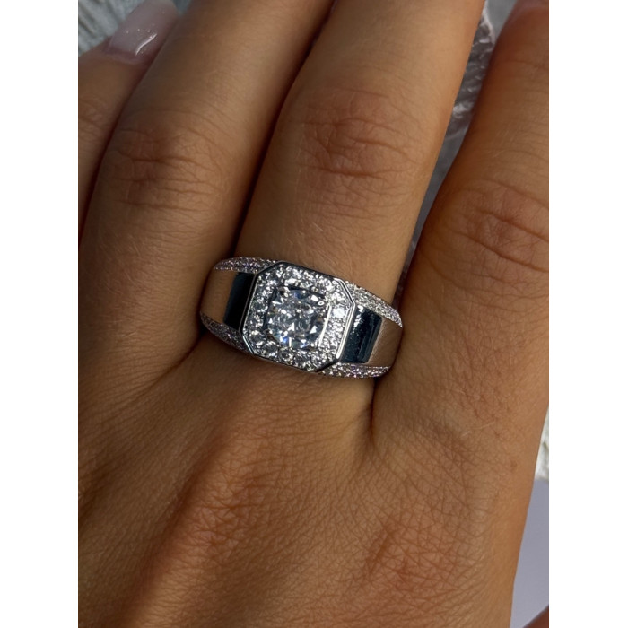 Mens 925 Sterling Silver CZ Ring Size 10