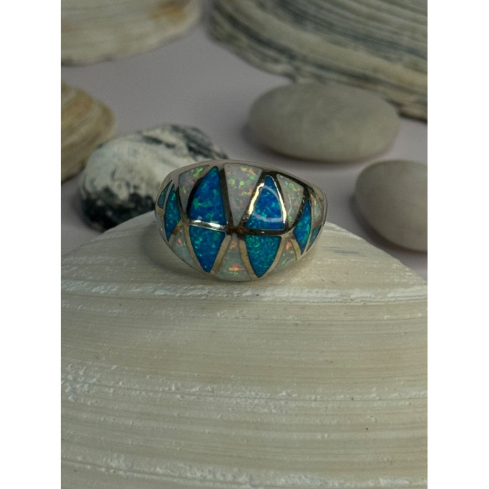 Classy Design 925 Sterling Silver Opal Ring Size 8.5