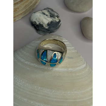 Classy Design 925 Sterling Silver Opal Ring Size 8.5