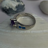 925 Sterling Silver Amethyst & Beryl & Opal Ring Size 6.5