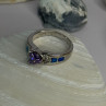 925 Sterling Silver Amethyst & Beryl & Opal Ring Size 6.5